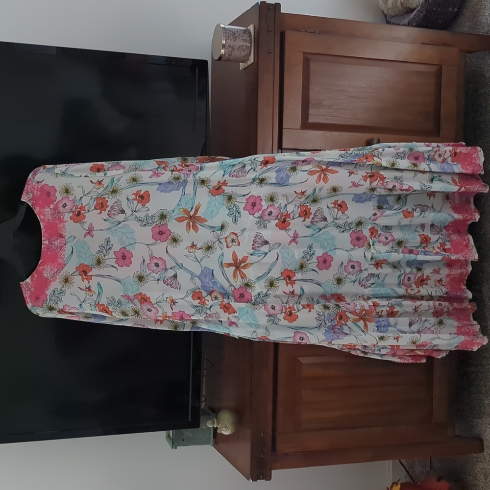 Taj By Sabrina Crippa Silk Floral Asymmetrical Embroidered Dress. - Picture 8 of 11